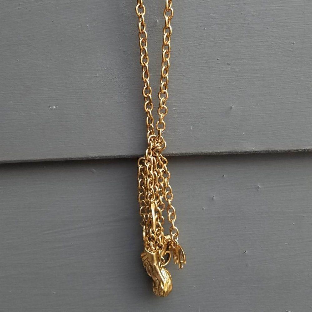 J Crew Chunky Link Charm Necklace Brass Super Cute